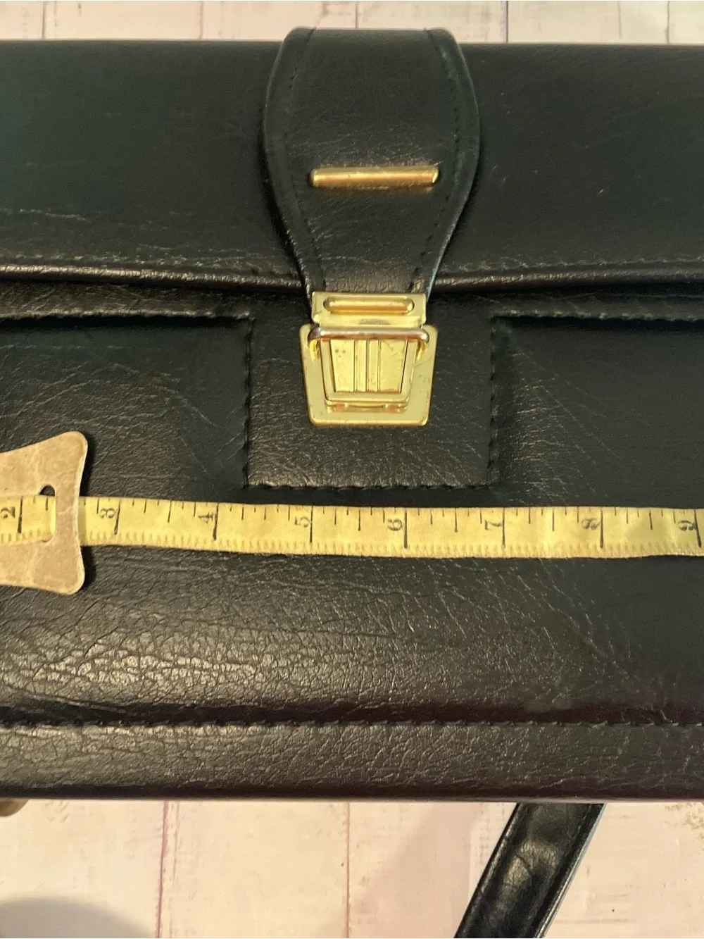 Vintage Amiet Camera Bag Faux Leather Crossbody Case Black Blue Interior